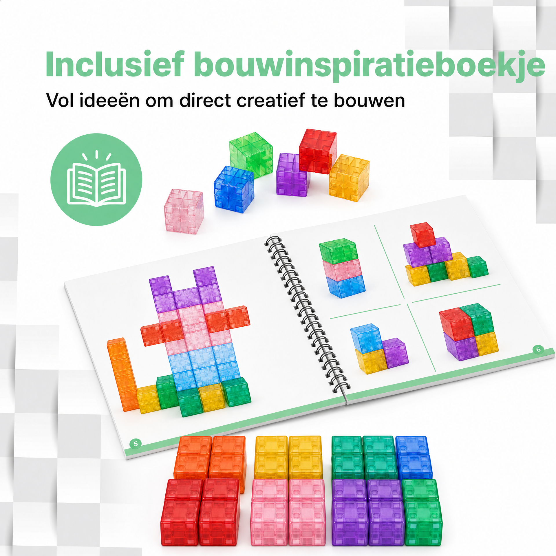 Klegu Transparante bouwblokken 32 magnetische bouwblokken - transparante bouwstukjes voor kinderen