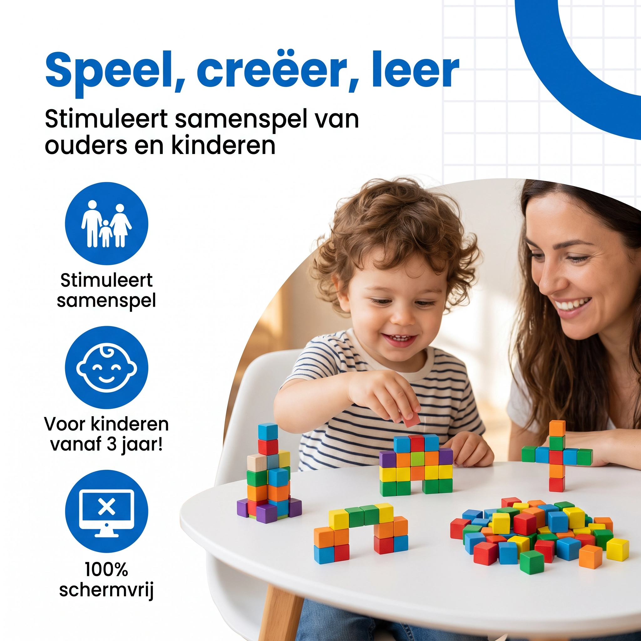 Klegu Gekleurde bouwblokken 40 40-delig - creatief bouwen met gekleurde magnetische blokjes
